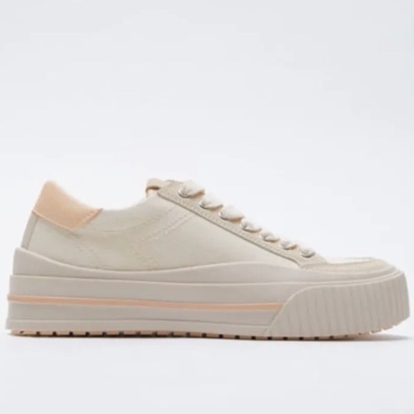 Zara Beige Canvas And Suede Sneakers Size EU 39 NWOT - Picture 4 of 8